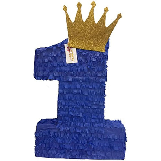 apinata4u Royal Blue & Gold Crown Number One Pinata