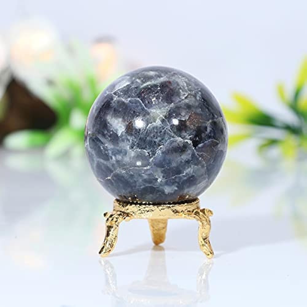 Crocon Iolite Gemstone Crystal Sphere Ball | Feng Shui | Reiki Healing | Aura Cleansing | Spiritual | Lucky Charm | Home & Office Decorative Gift | Size: 40-50mm