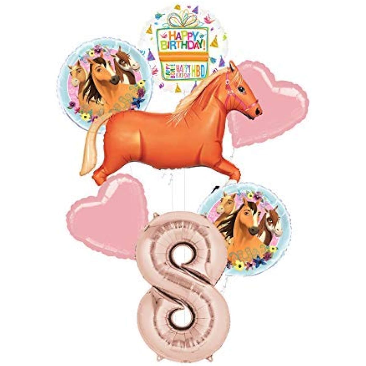 Mayflower Products Spirit Riding Free Party Supplies 8th Birthday Tan Horse Balloon Bouquet Decorations