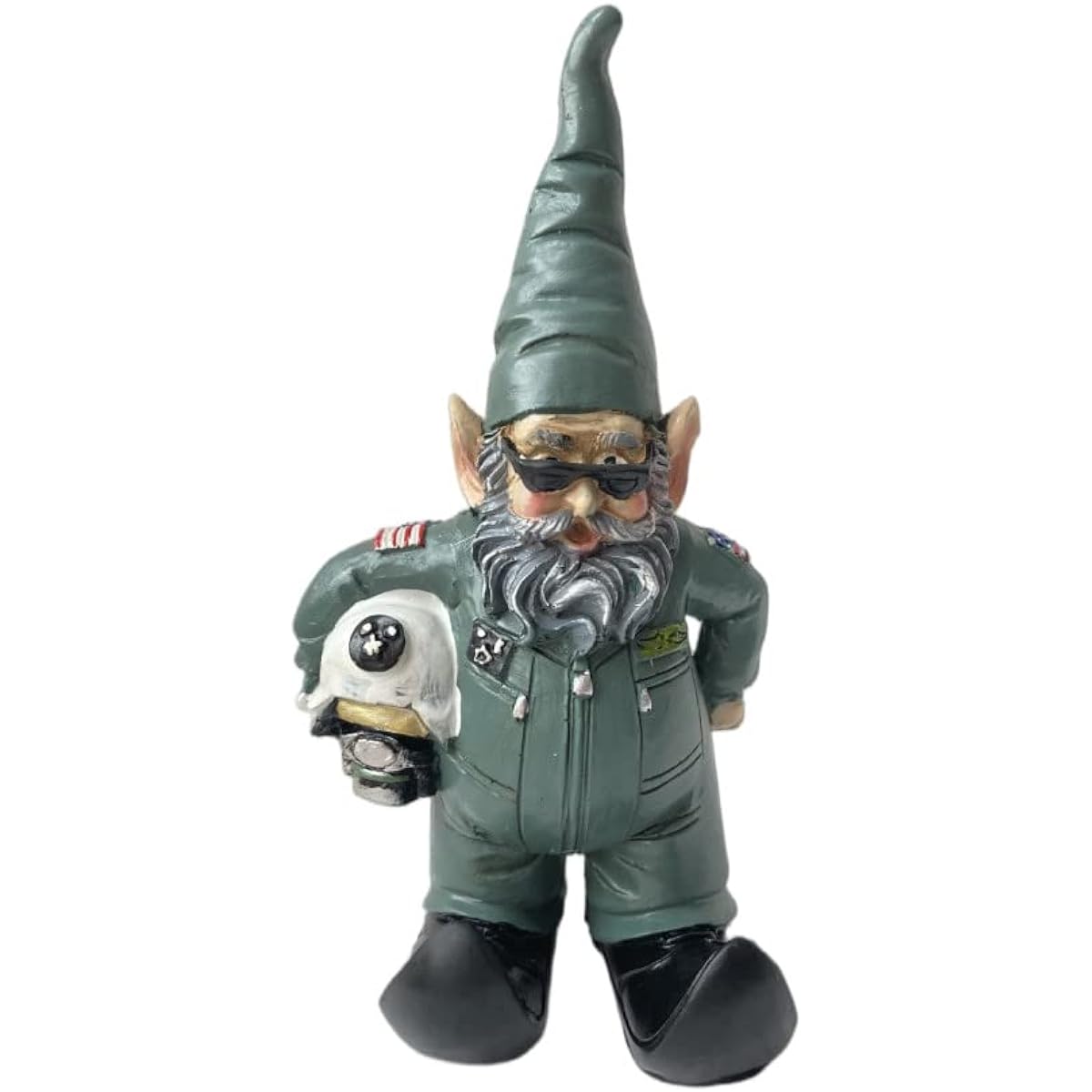 Pilot Gnome Statue with Helmet Air Force Yard Gnome Lawn Ornament Indoor or Outdoor Decor Christmas Birthday Gift