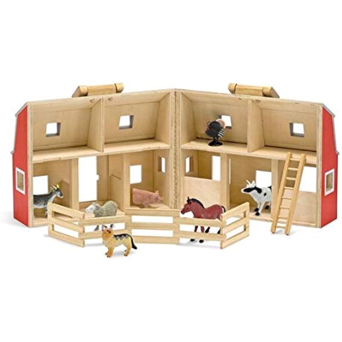 Fold & Go Wooden Barn Farm Blocks 36 Piece Playset Melissa & Doug Scratch Art Mini Pad Bundle [37006]