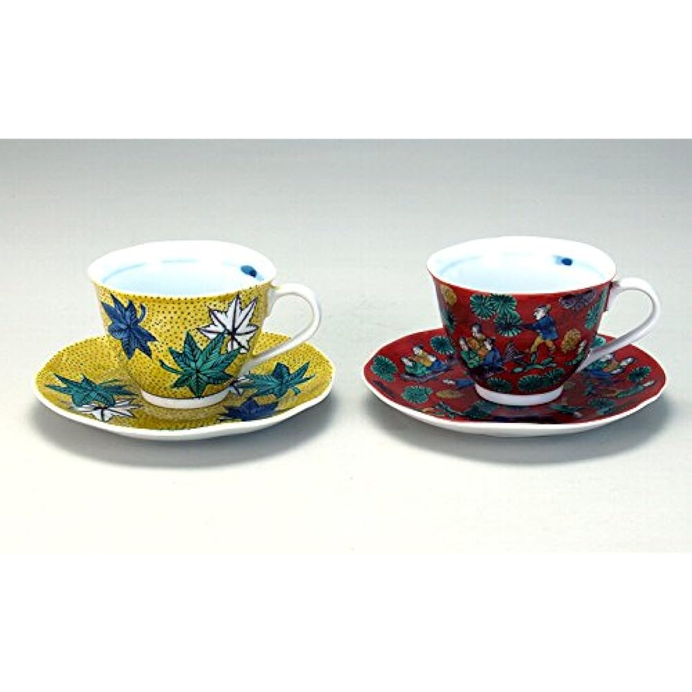 Kutani ware pair coffee wood rice/Yoshidaya