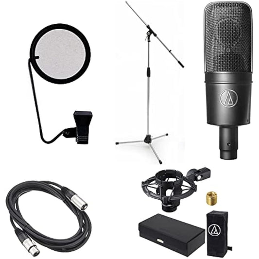 Audio Technica AT4040 Condenser Microphone + Canon Cable 5m + Pop Guard PO-05S + Microphone Stand MS-09C Set