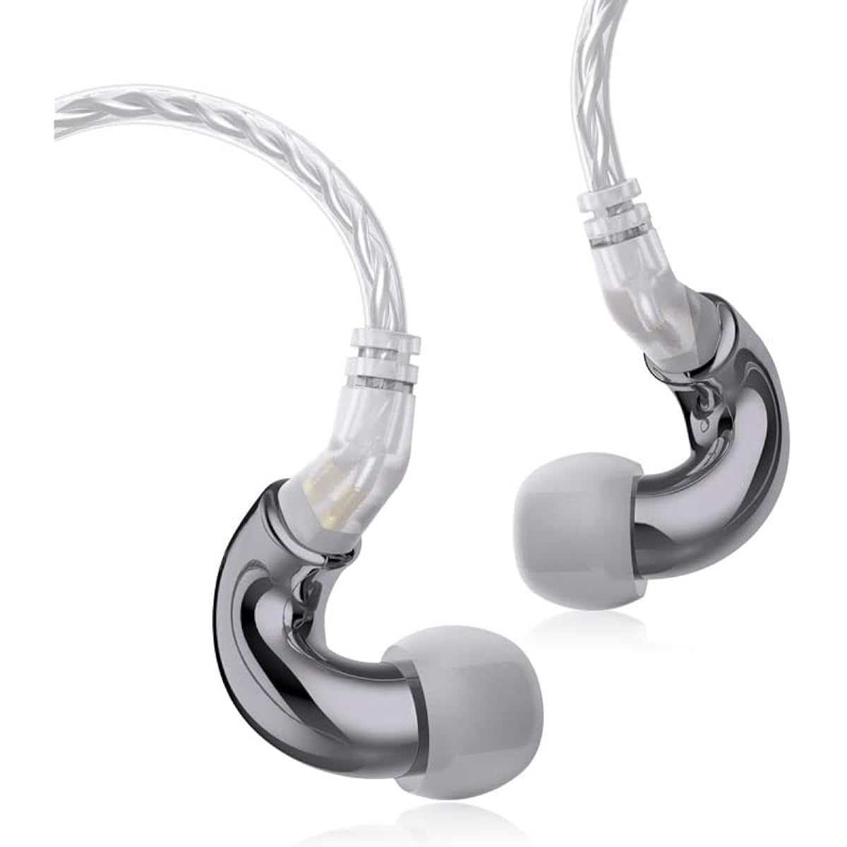 Keephifi IEM BL-Mini Zinc Alloy Cavity, 6mm Lightweight Diaphragm Earbuds 2 Pin Detachable Cable HiFi Bass IEM Headphones for Music Sports and Video (No Microphone, Gun)
