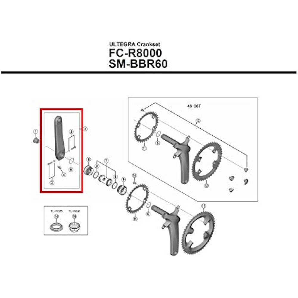Shimano FC-R8000 left crank Y1W8980