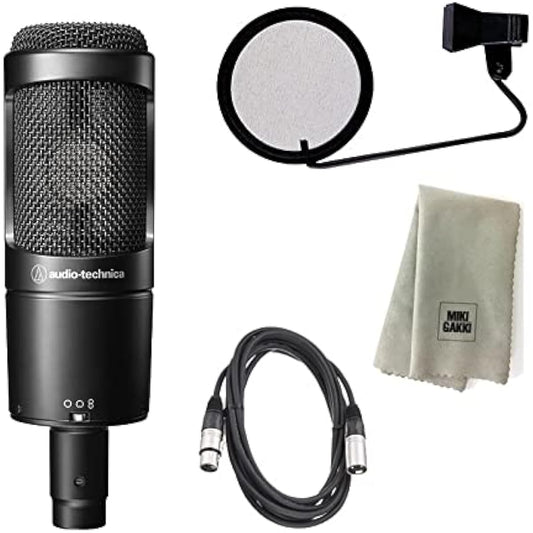 Audio Technica Condenser Microphone AT2050 + Pop Guard PO-5S + 3m Cable + Cloth Set