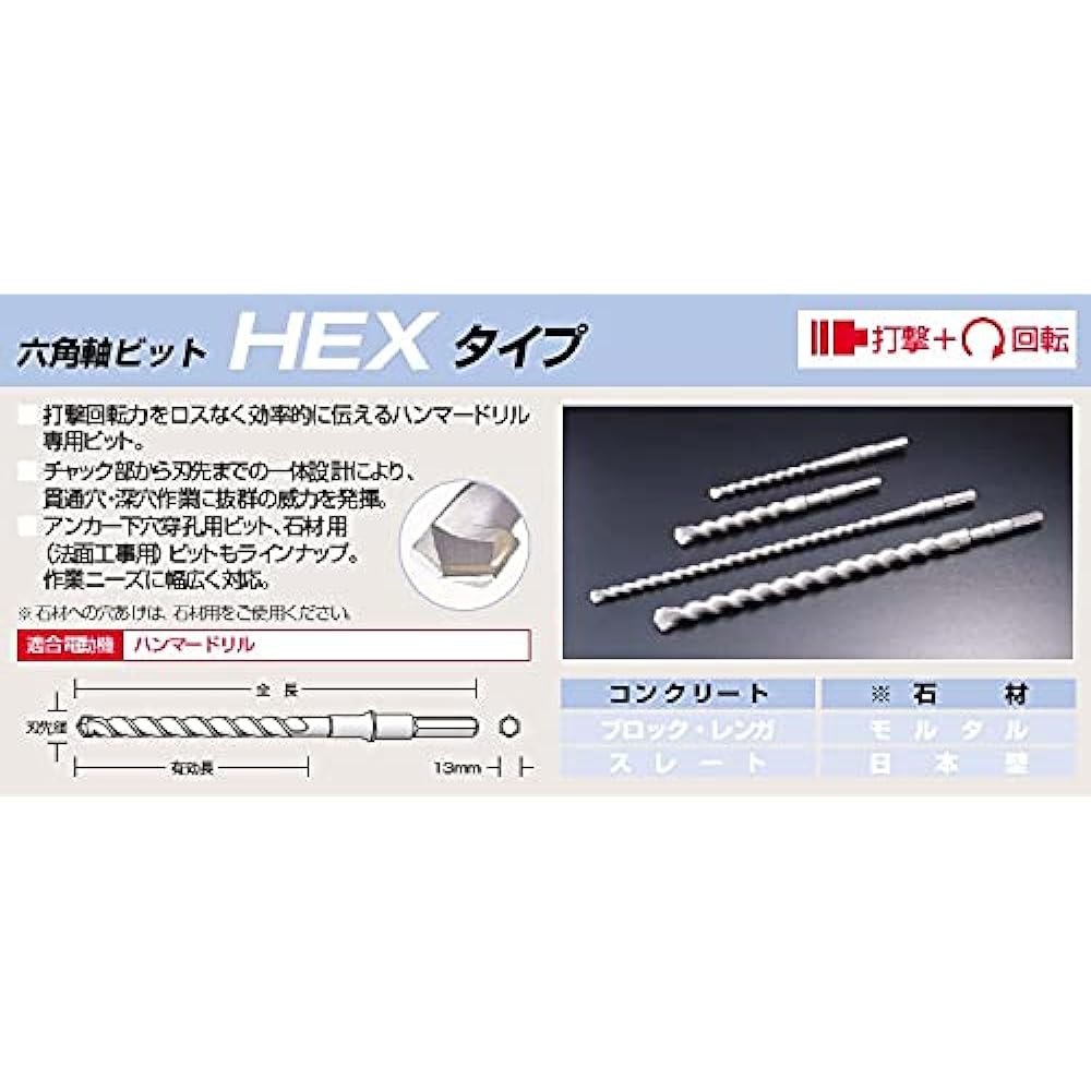 Unica Concrete Drill Hexagonal Shaft Bit HEX Type/Short HEX40.0×280