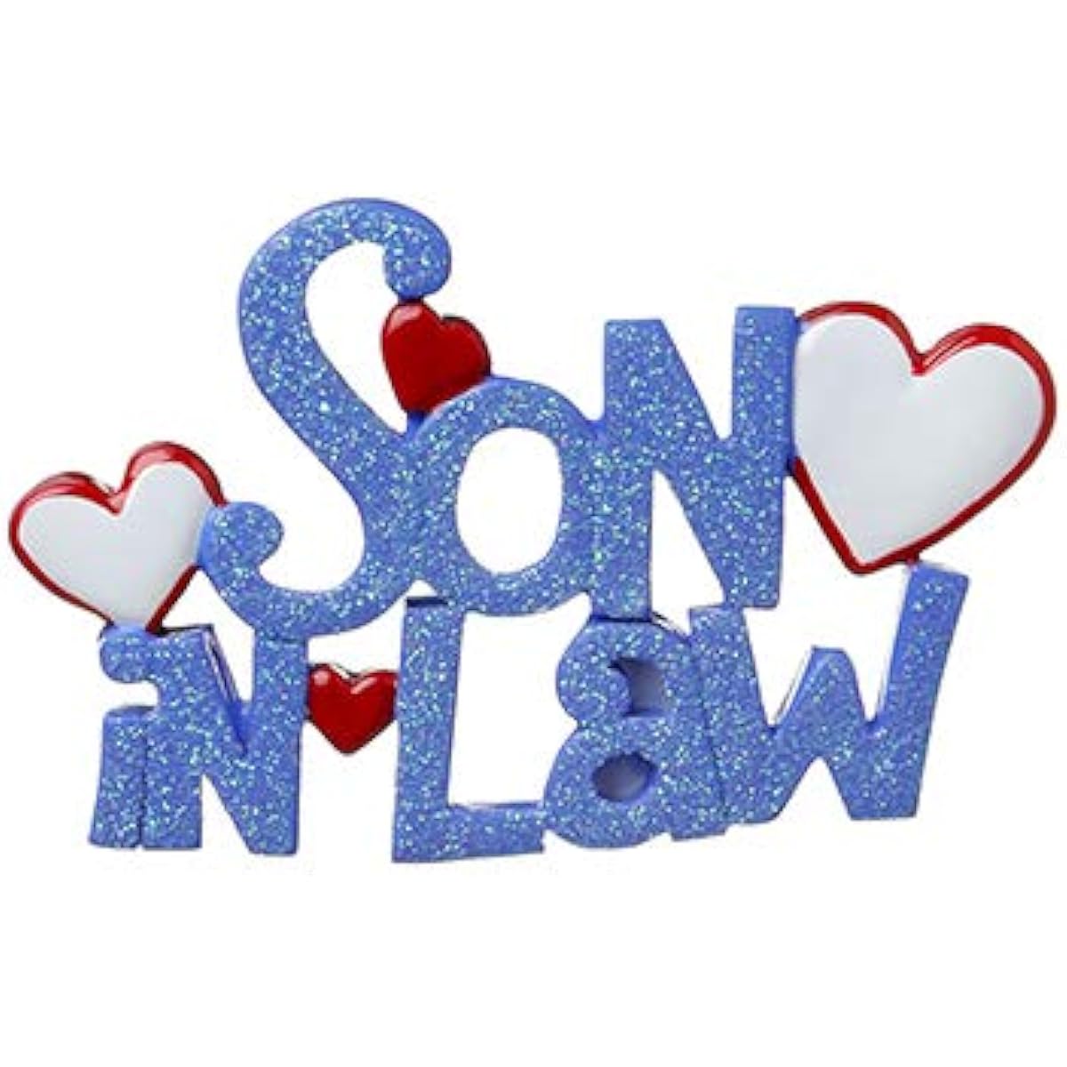 Personalized Son in Law Christmas Tree Ornament 2021 - Family Members Blue Glitter Words World Friends My Love Tradition Special Forever Memories Heart Husband Daughter Girl - Free Customization
