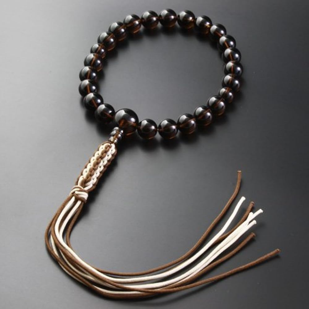 Kyoto Buddhist Altar Hayashi Prayer Beads Braided Cord Tassel Brown Crystal (for Men) Jodo Shinshu Honganji [Bead Bag Set] M-081 Kyoto Prayer Beads