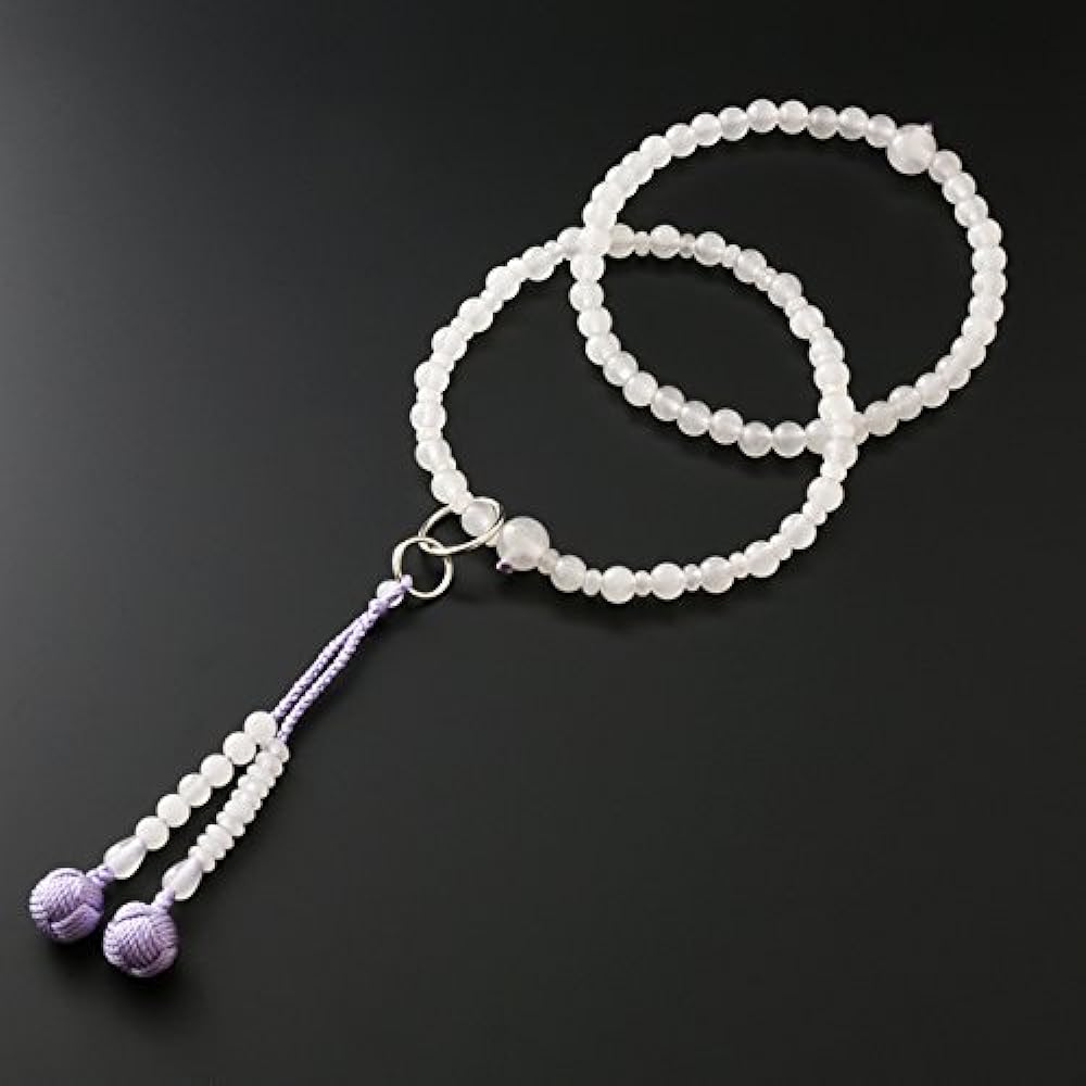 Kyoto Buddhist Altar Hayashi Prayer Beads Jodo Sect White Onyx (For Women) Formal Ceremony [Bead Bag Set] SW-018 Kyoto Prayer Beads