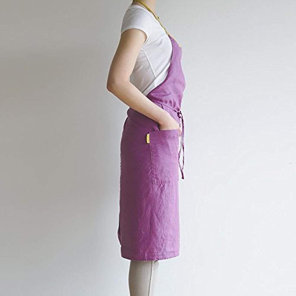 Linen full apron Mira <Early Purple> A289 [Lino e Lina/Lino e Lina]