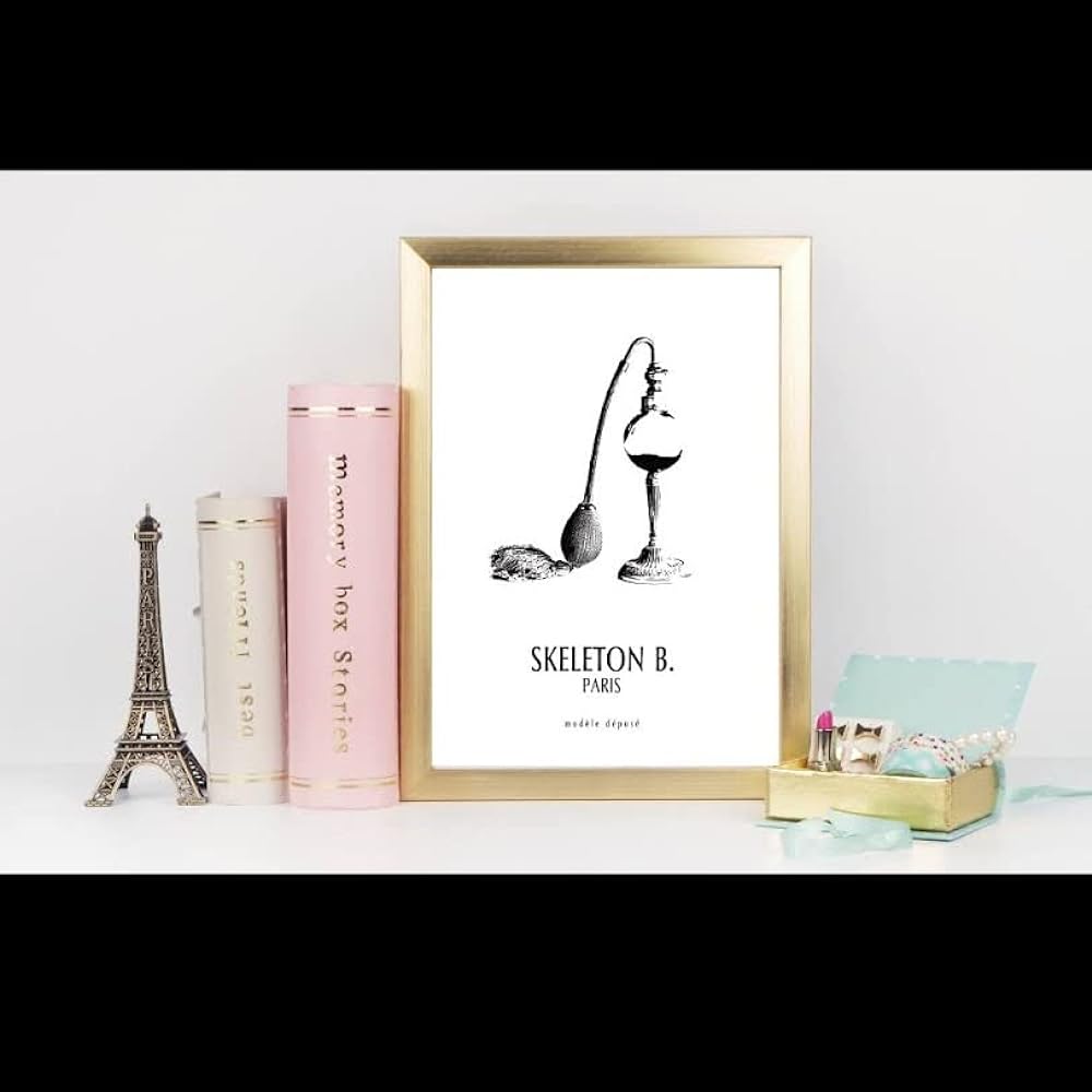 Poster A2 Art Poster Perfume Monochrome Monotone Stylish Interior Perfume French Antique Black and White A2 Poster (594 x 420 mm) No Frame