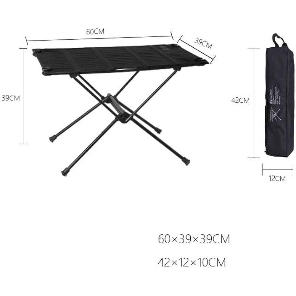 Camping Table, Outdoor Table, Foldable, Compact, Storage Bag Included, Lightweight, Stylish, Table, Camping, Outdoors, Solo Camping, Outdoor Equipment, 39 x 60 x 39 cm (Black)