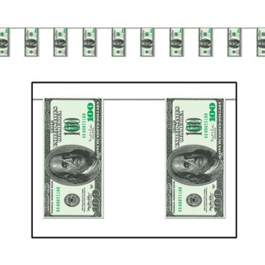 (3) - (dollars)100 Bill Pennant Banner Party Accessory (Value 3-Pack)