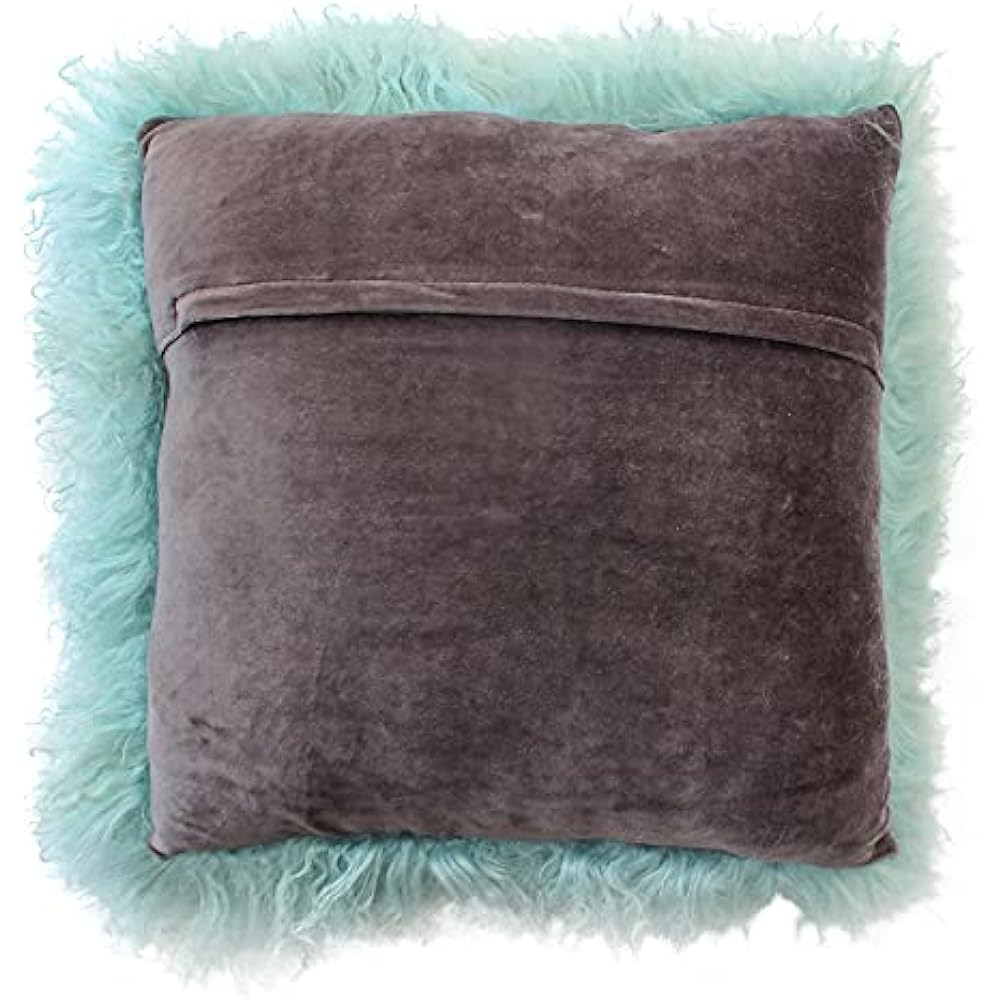 Shearling Cushion Natural Long Hair Robin's Egg 41 x 41cm Tibetan Lamb Cushion NC046RE