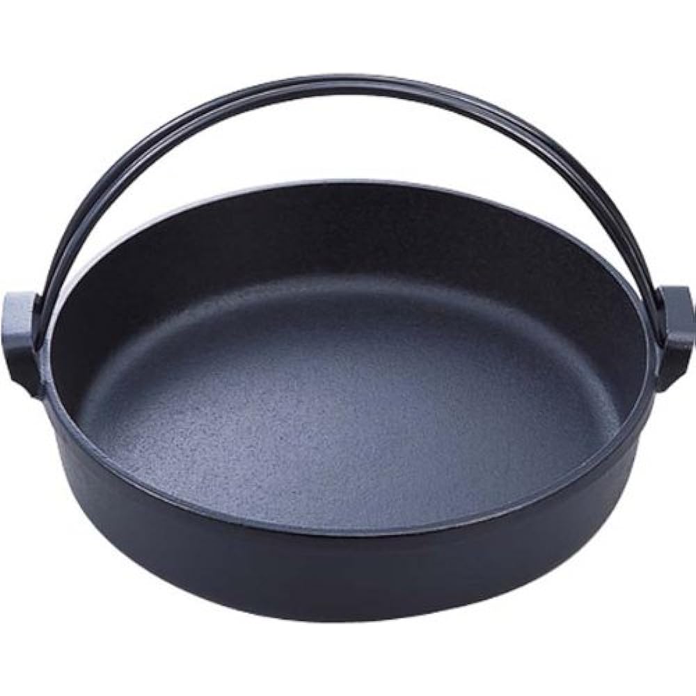Iwachu Sukiyaki Pot with Nambu Crane 28 Black Inner Diameter 28cm IH Compatible Nambu Ironware 20040