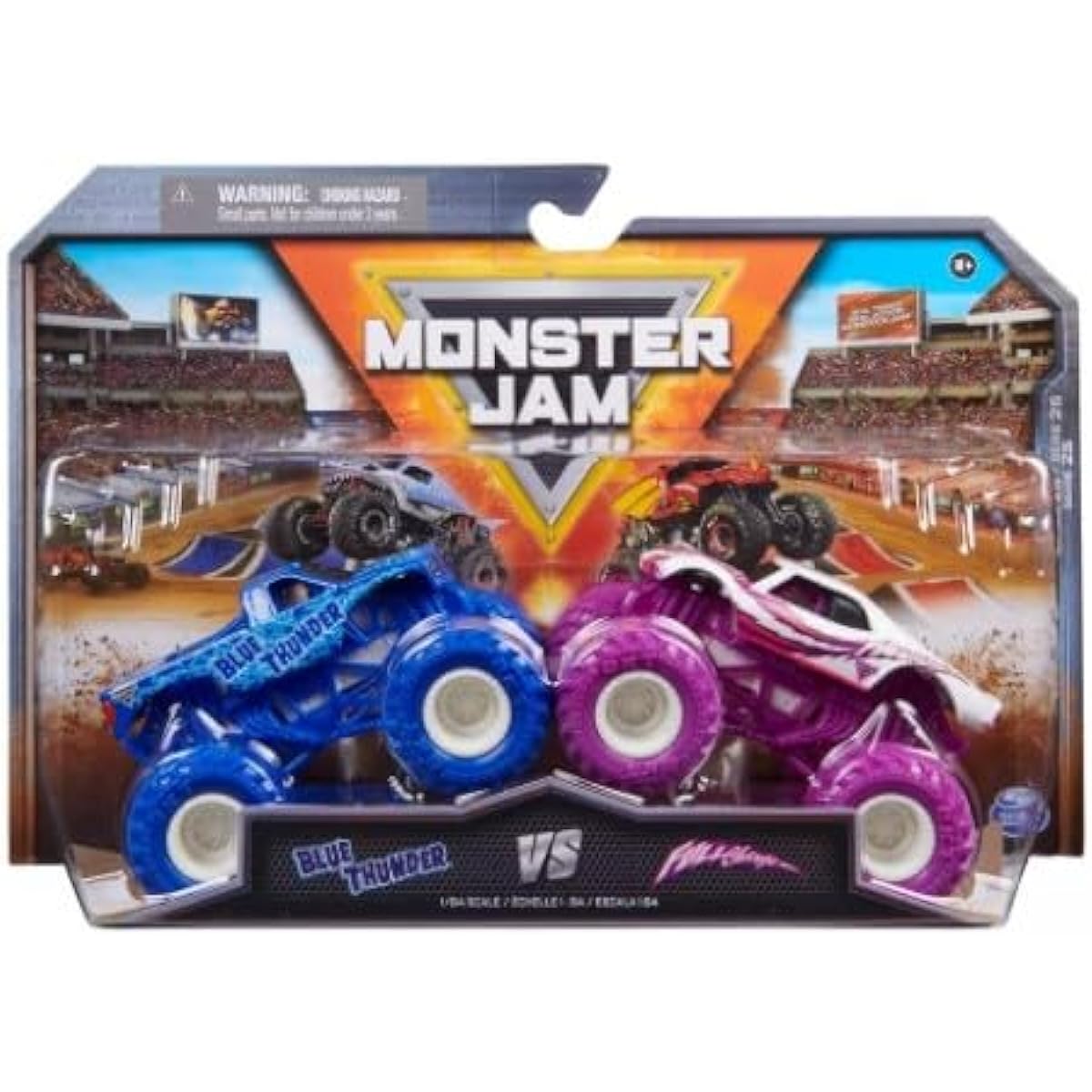 Monster Jam 2023 Official 1:64 Scale Die-Cast Truck 2-Pack (Series 25 Blue Thunder vs Fully Charged)
