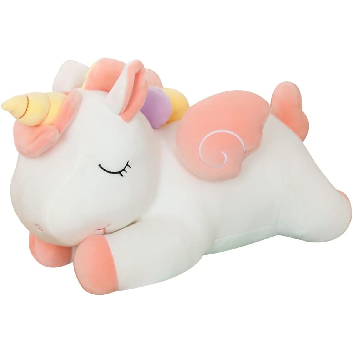 Seyomi 15.7 Inch Cute Unicorn Plush Toy with Small Feathers on the Back Soft Pillow Kids Gift Party Home Decor (White)