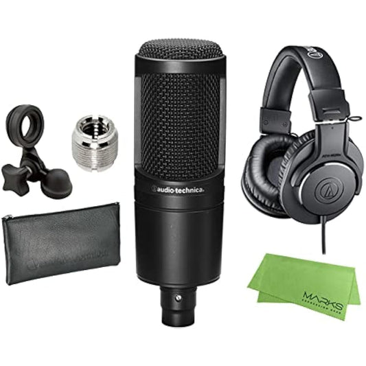 Audio Technica condenser microphone AT2020 + headphones ATH-M20x set