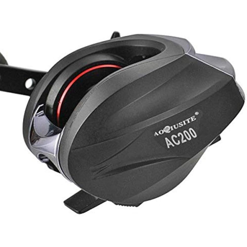 Wellvie Octopus Fishing Bait Reel Bass Fishing 6.3:1 13+1BB AC200 Double Axis Reel for Beginners Sea Fishing River Fishing (Left Hand/Black)