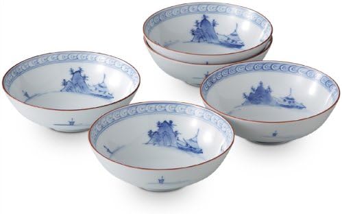 Ranchant 5-inch plate set, multi Φ15.3x2.8cm, Kyoto landscape painting, Arita ware, Korin kiln, made in Japan