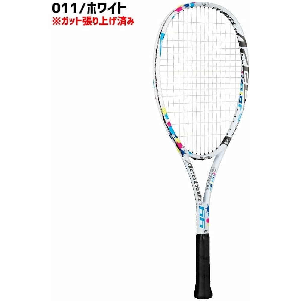 [Soft tennis sticker included] Gut tensioned junior soft tennis racket Yonex Ace Gate 66 ACE66G with case, for ages 9 to 10, certified by the Japan Soft Tennis Federation, with STA mark (011/White, G00)