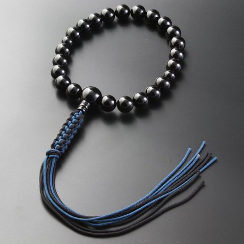 Kyoto Buddhist Altar Hayashi Prayer Beads Braided Cord Tassel Black Onyx (For Men) Jodo Shinshu Honganji [Bead Bag Set] M-078 Kyoto Prayer Beads