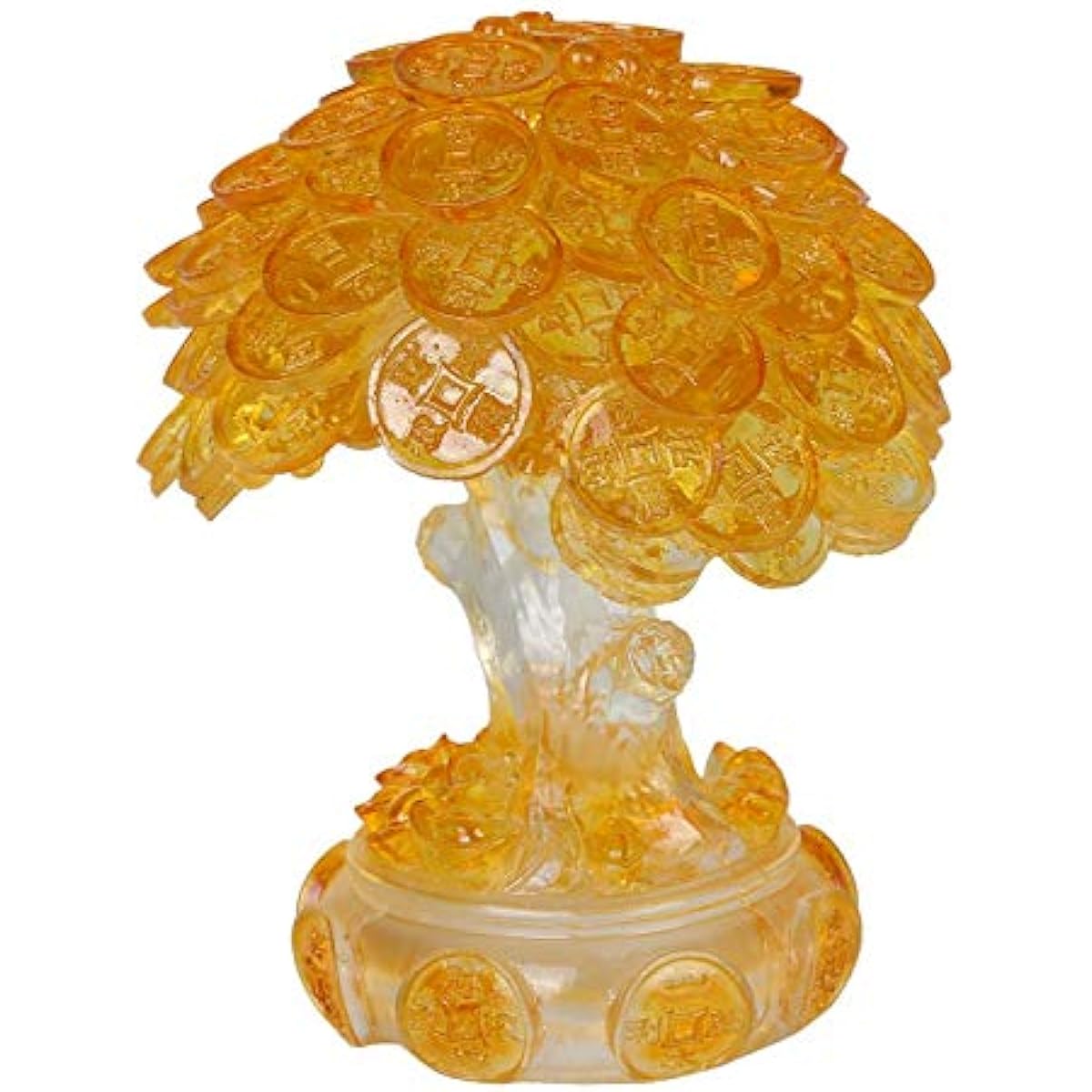 (Translucent Gold) - Feng Shui Translucent Golden Money Coin Prosperity Tree Home Decoration Gift (Translucent Gold)