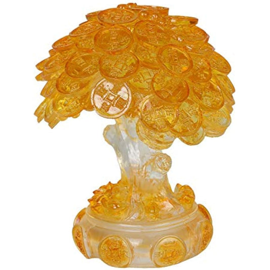 (Translucent Gold) - Feng Shui Translucent Golden Money Coin Prosperity Tree Home Decoration Gift (Translucent Gold)