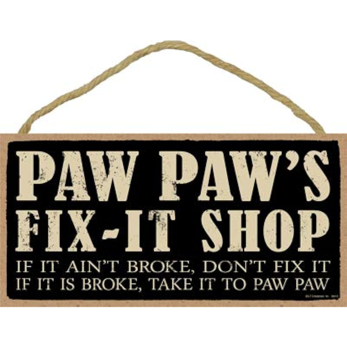 SJT ENTERPRISES, INC. Paw Paw's Fix-it Shop - 5.2" x 10.2" Primitive Wood Plaque Decorative Sign (SJT94414)