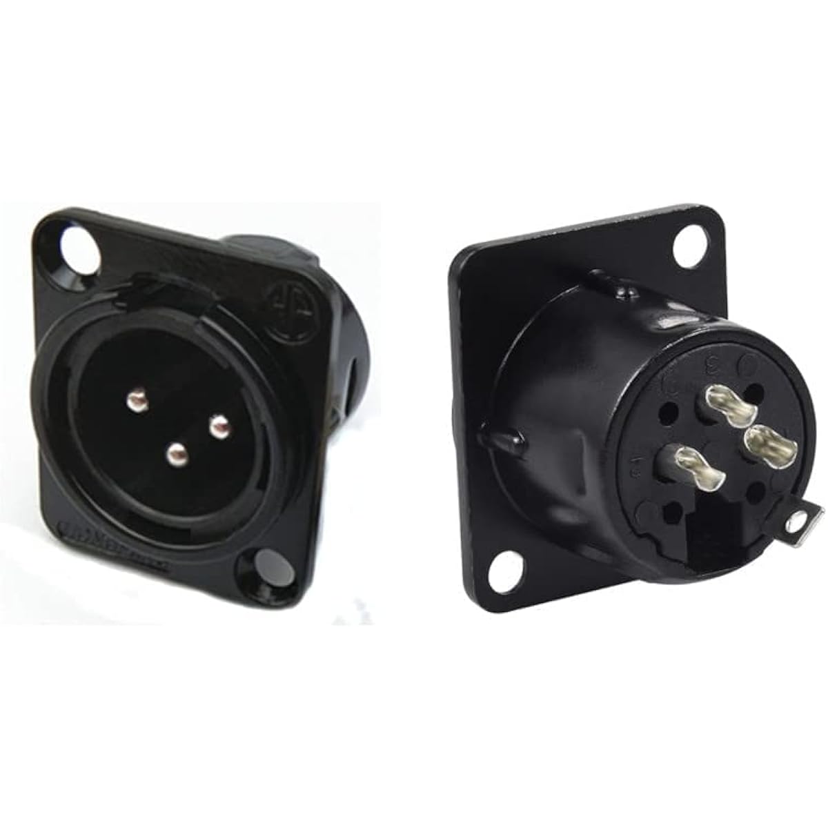 GDQLCNXB XLR Male Jack 3 Pin - Panel Mount Jack Black Plastic Case XLR-M Audio Speaker Microphone Connector - 10pcs