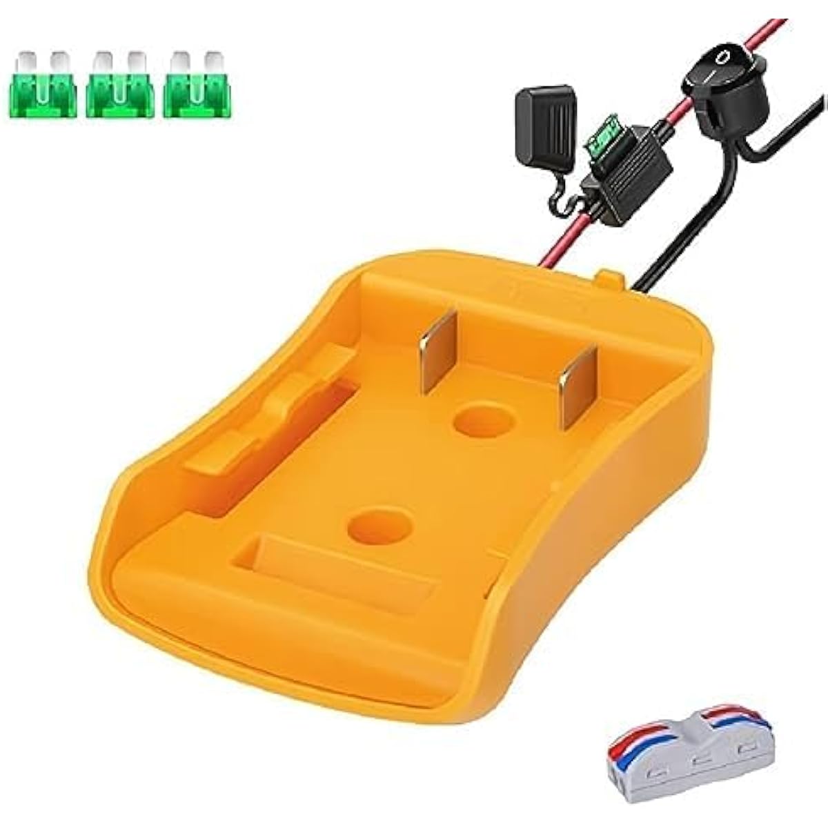 GESHUPOR Power Wheel Adapter for Dewalt 18V/20V Battery with Fuse & Switch Power Connector for DIY RC Car Toy Robot RC Truck 14AWG Wire (1 Pack)