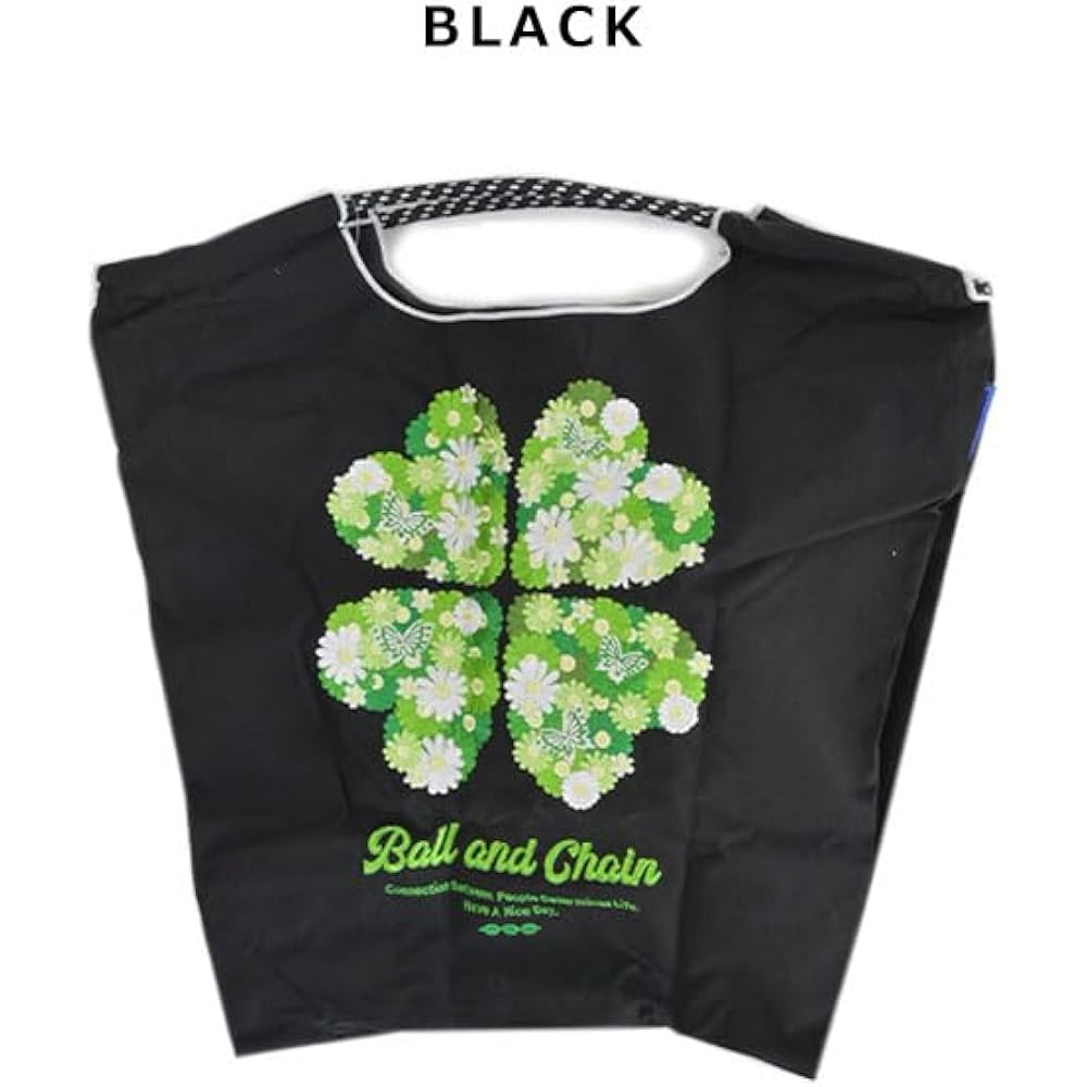 [Ball & Chain] Ball & Chain Genuine L Size CLOVER Black Shopping Bag Eco Bag 301126 (L, BLACK)