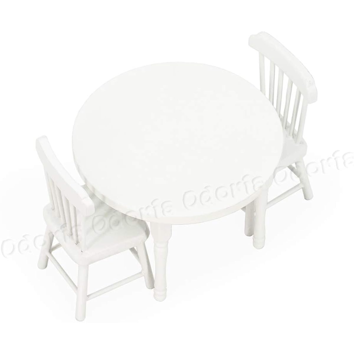 Odoria 1:12 Miniature Dining Table with Two Chairs White Wood Dollhouse Furniture Accessories