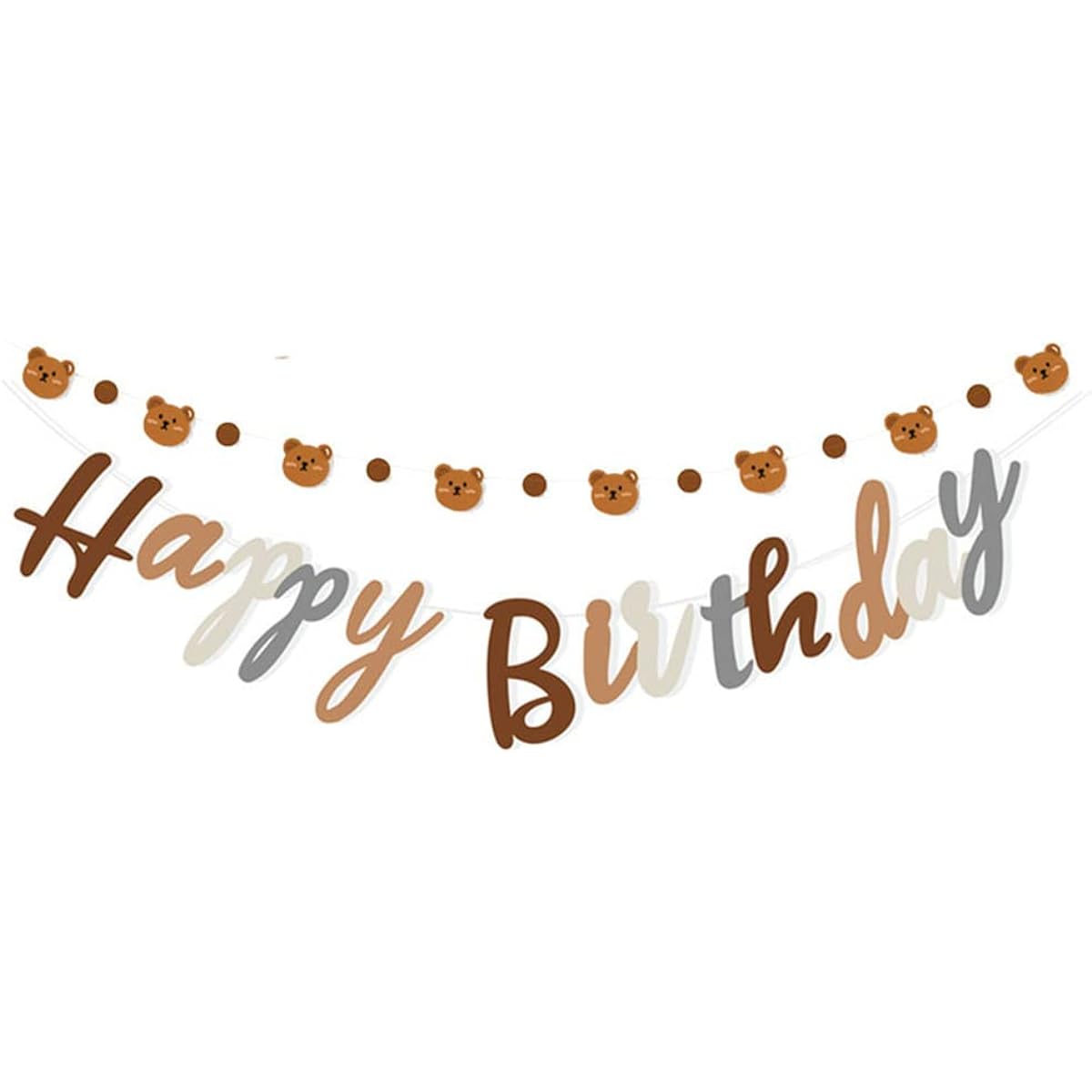 Bear Theme Happy Birthday Banner with Cute Bear Banner Birthday Party Pennant Decoration Wild One Woodland Bear First Birthday Party Supplies