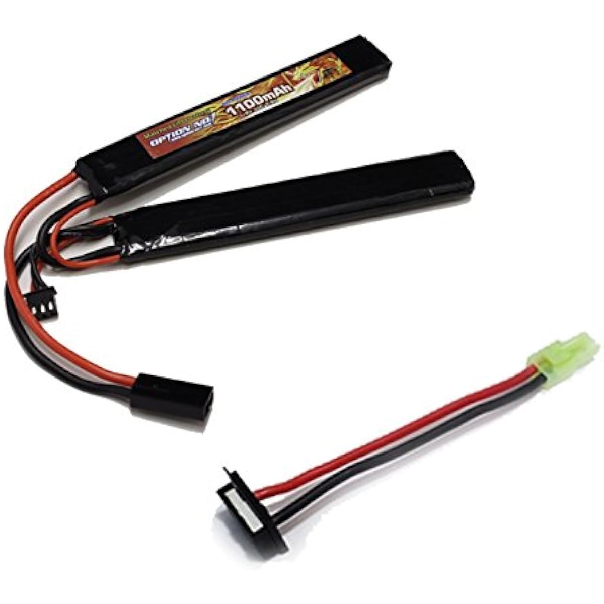 [LiPo Battery 2-piece Set] OPTION No.1 - Big Power 1100mAh 7.4V SOPMOD Type (LiPo Battery + Conversion Connector)
