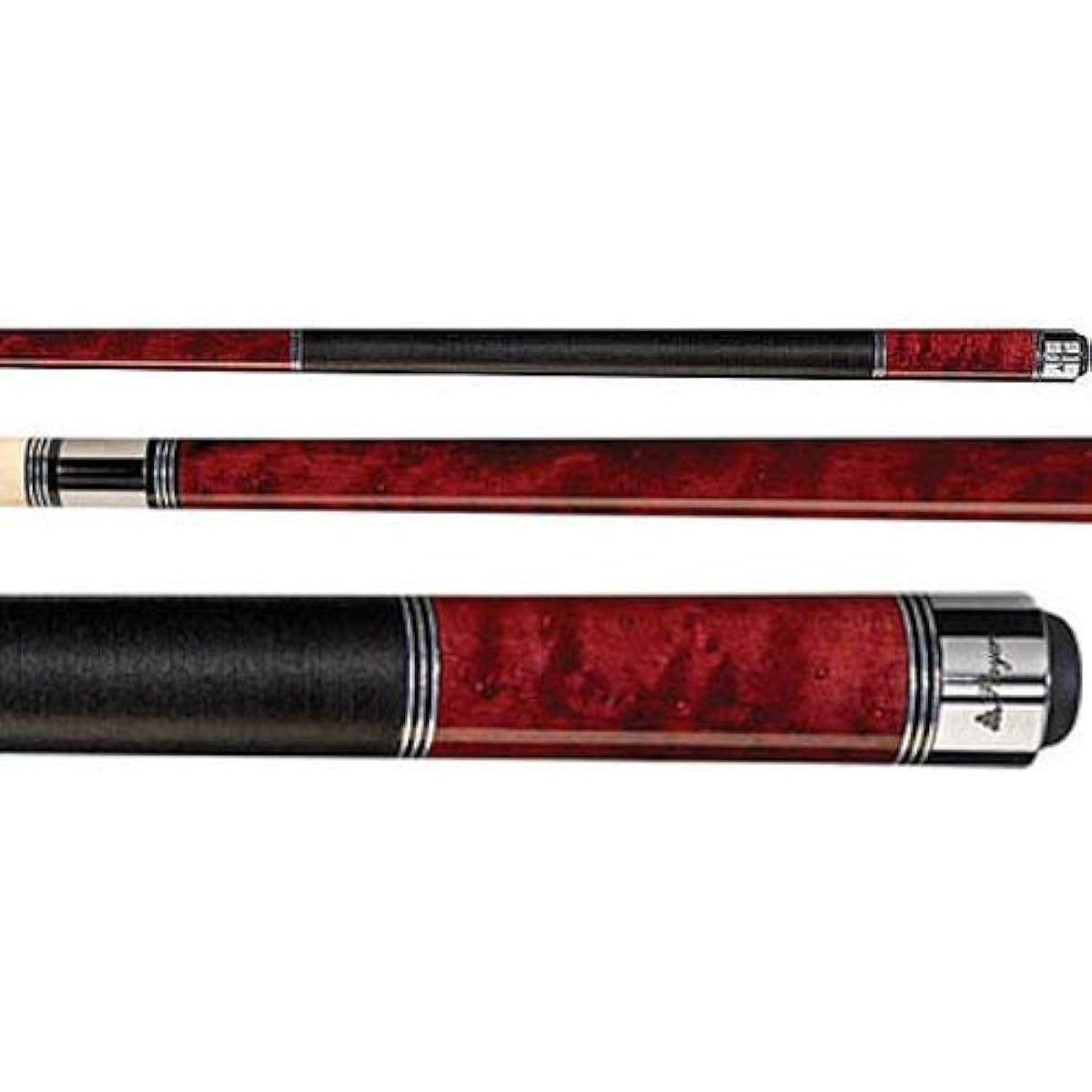 Players C-960 Classic Billiard Cue Crimson Bird's Eye Maple with Triple Silver Ring