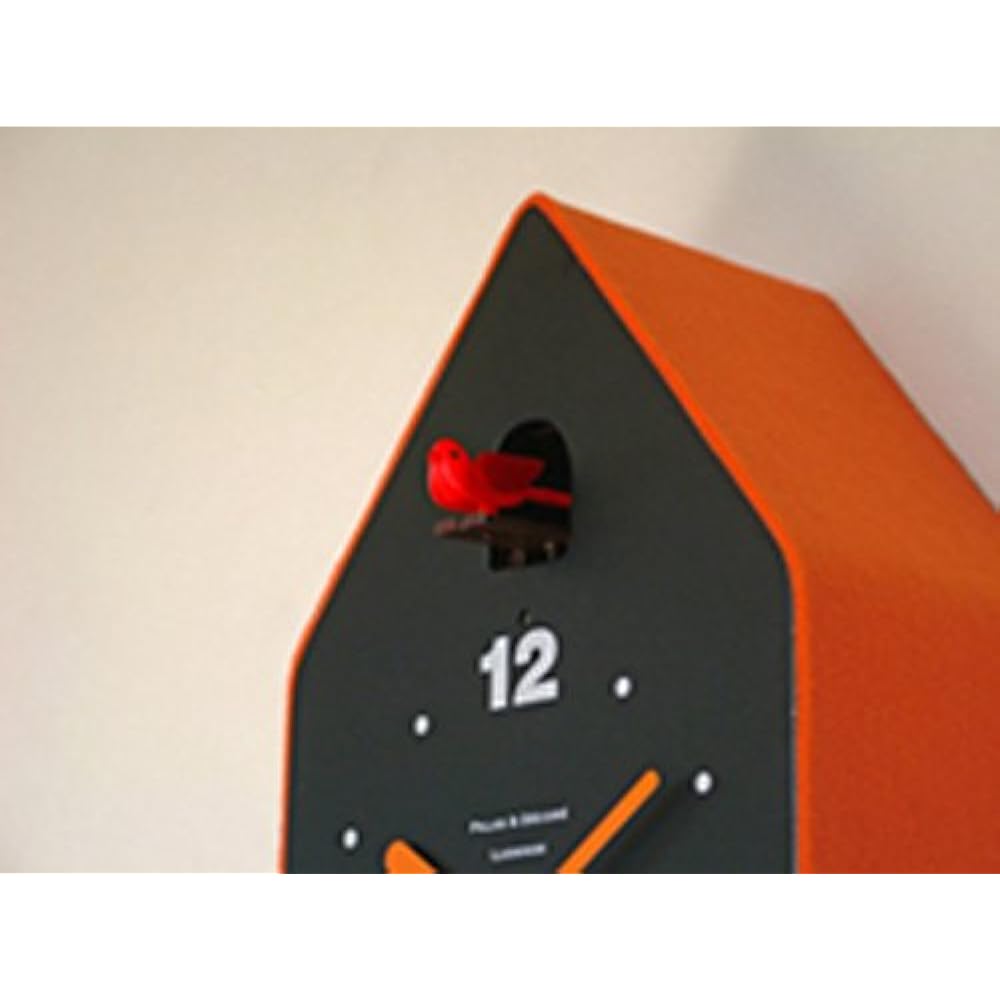 Paradeck Koko Felt Stand & Wall Cuckoo Clock Orange + Body Black KKM-150BOR