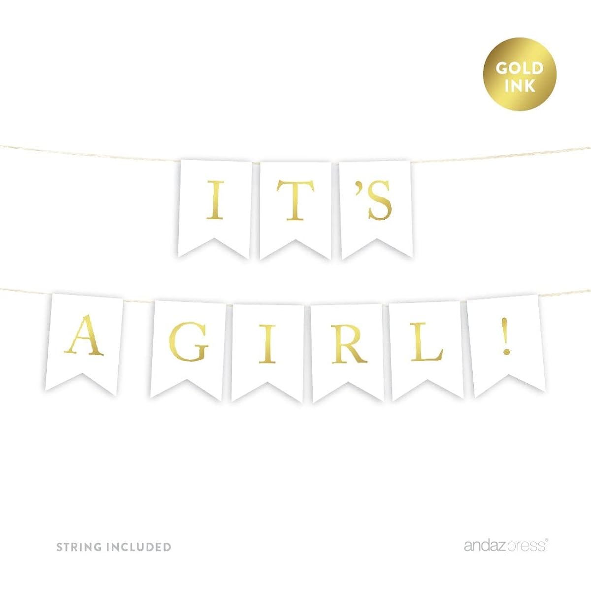 Andaz Pressed Metallic Gold Ink Banner String AP18442