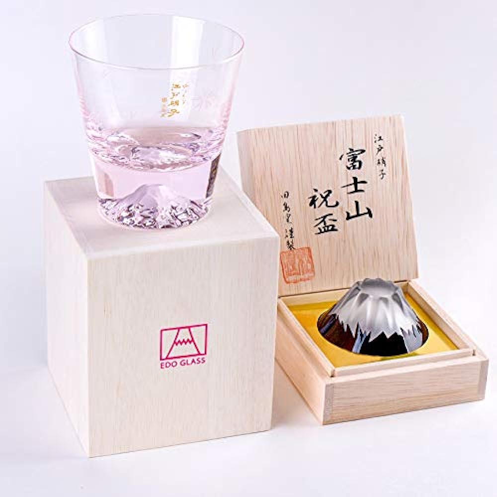 Fuji Glass, Tajima Glass, Cherry Blossom Color, Rock Glass x Mt. Fuji Celebration Glass, Red Pair Set, Souvenir Grand Prix, Edo Glass, Cutter, Whiskey Glass, Rock Glass, Sake, Beer, Father's Day,
