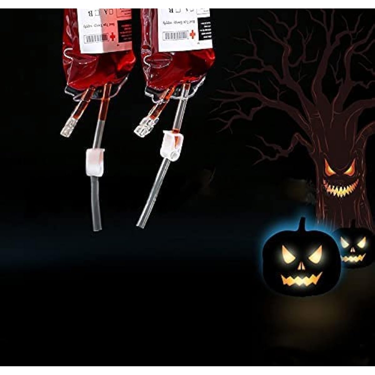 25 Pack Halloween Blood Bags for Drinks 13.5oz Reusable IV Bag with 2 Syringes for Halloween Zombie Vampire Costume Props Nurse Graduation Theme Party Favors Drink Pouch