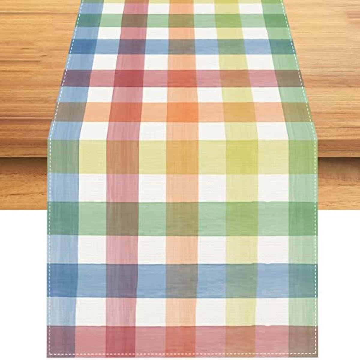 Rvsticty Linen Easter Table Runner Buffalo Check Check Spring Summer Decorations Baby Shower Birthday Decor Supplies for Home Kitchen Dining Table 13x108 Inch