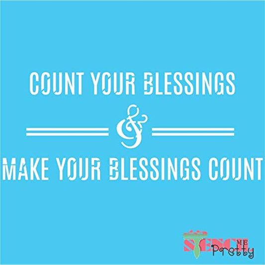 Count Your Blessings Stencils - Chic Religious DIY Decor Best Vinyl Large Stencils for Painting on Wood, Canvas, Walls and More - Multipack (L, XL, MG) | Brilliant Blue Color Material