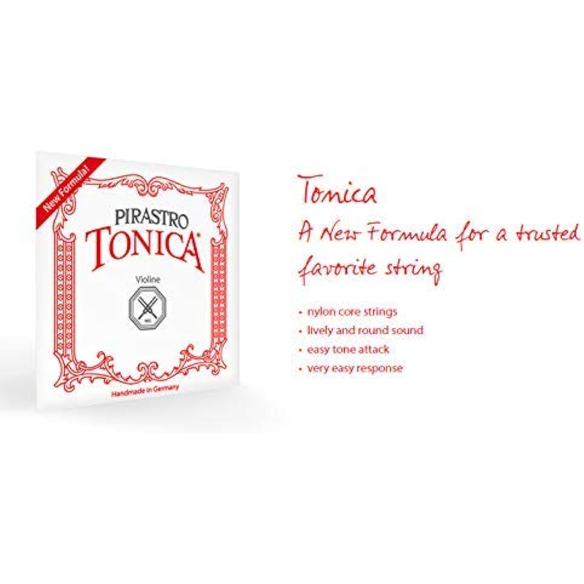 Violin Strings PIRASTRO TONICA Tonica 4/4 Size 4 String Set (E String: Loop #3128 Silvery)