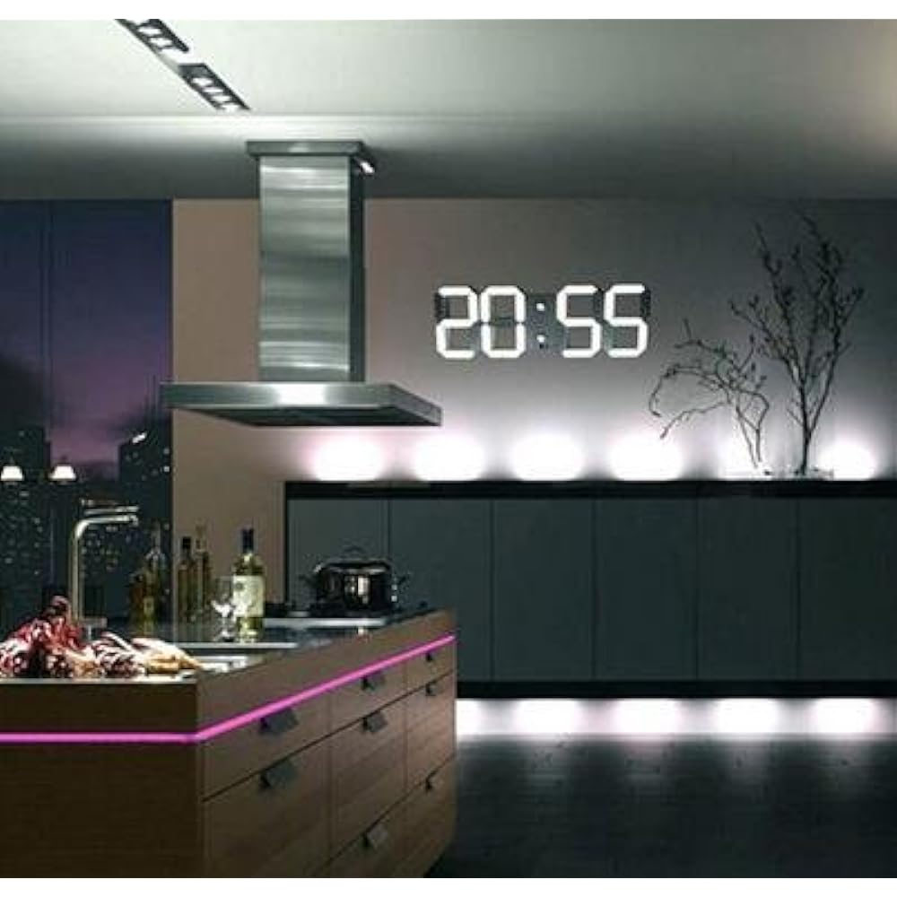 VANGOOD LED Wall Mount Digital Clock - 3D 3D Wall Clock with Remote Control and USB Power Adapter (Black)