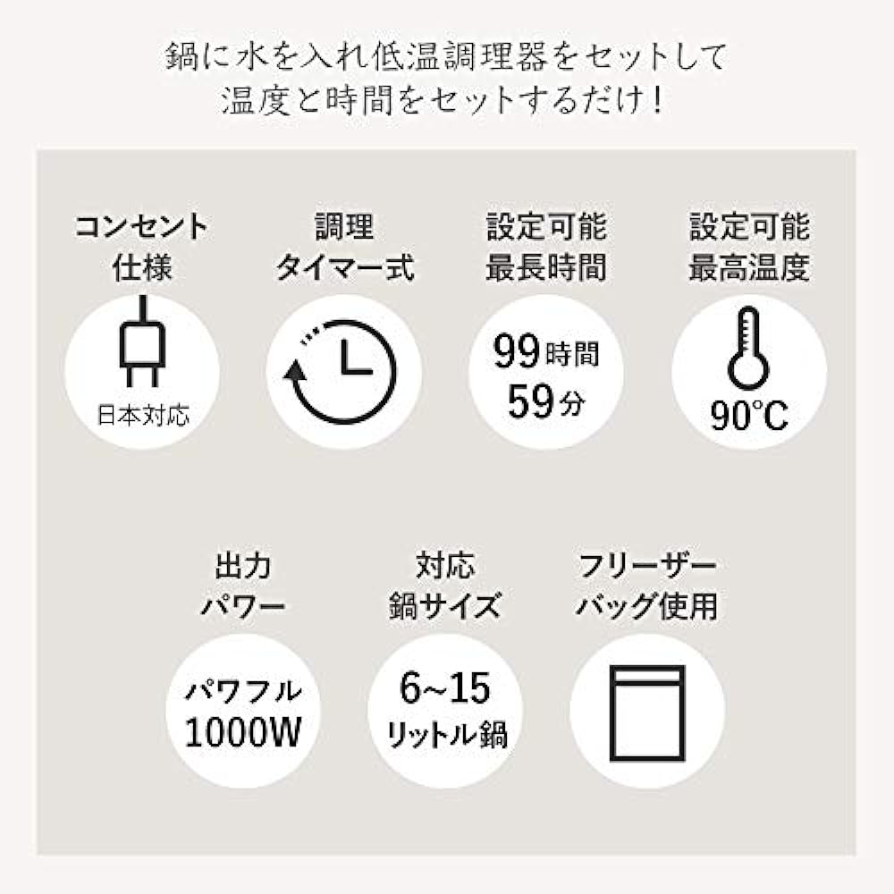 Low Temperature DE Cooker (Black) Low Temperature Cooker Temperature Control Meat Dishes Dinos Iimono Premium