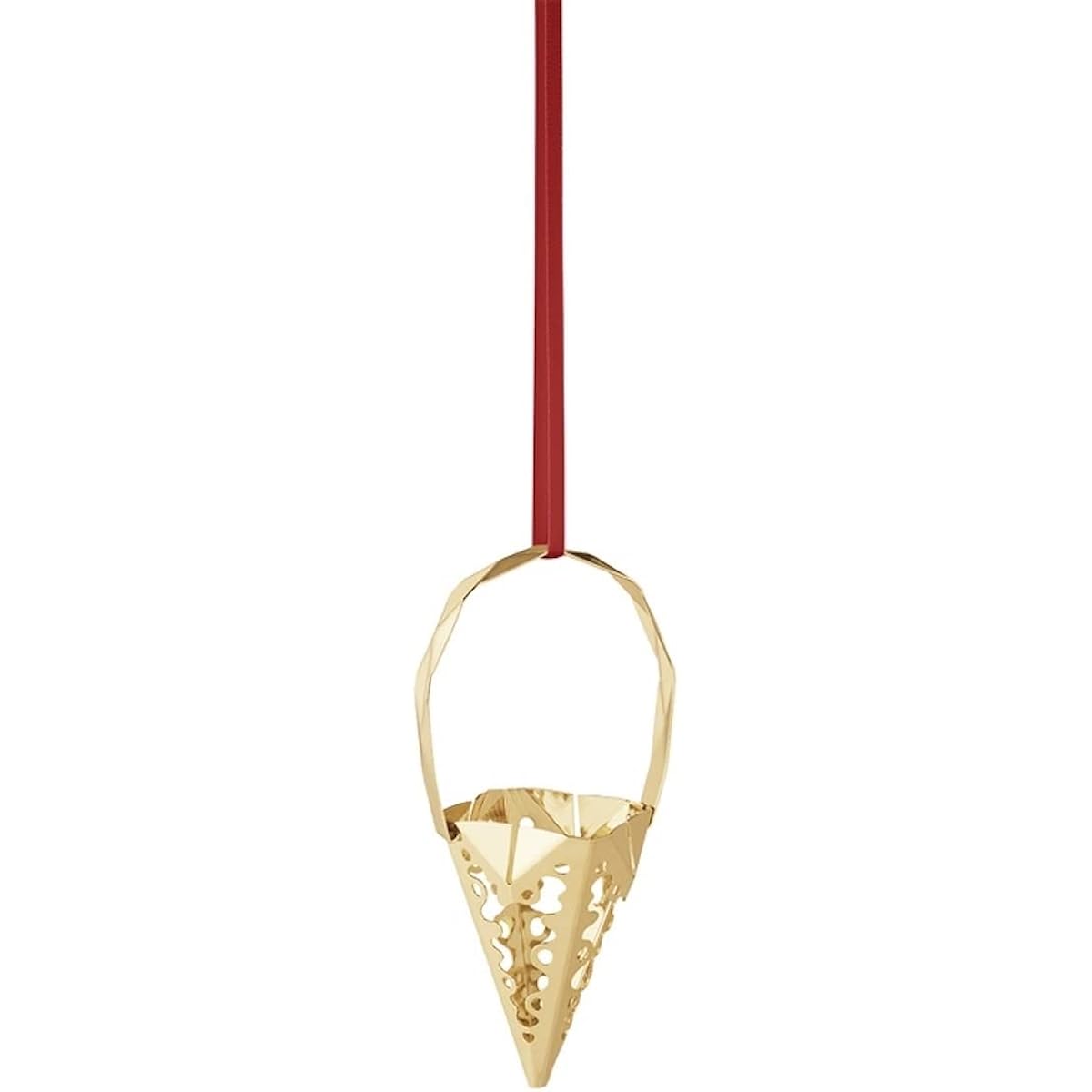Sanne Lund Traberg Georg Jensen 2022 Holiday Cone Shaped Ornament Gold Plated Brass Christmas Hanging Decoration
