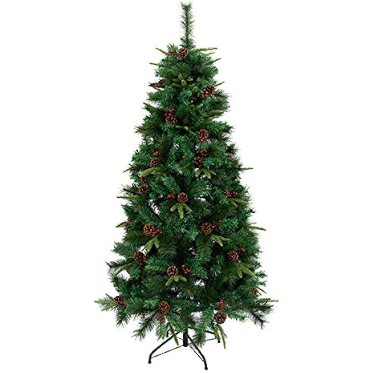 Slim Christmas tree, 180cm, Scandinavian style, stylish, with pine cones and berries, nude tree, realistic fir tree decoration