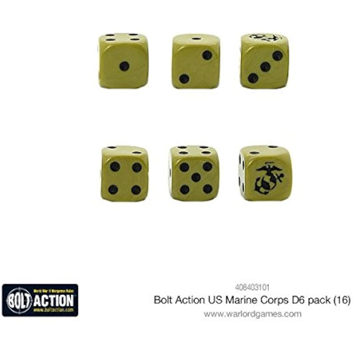 Warlord Games, US Marine Corps D6 Bolt Action (16) Dice