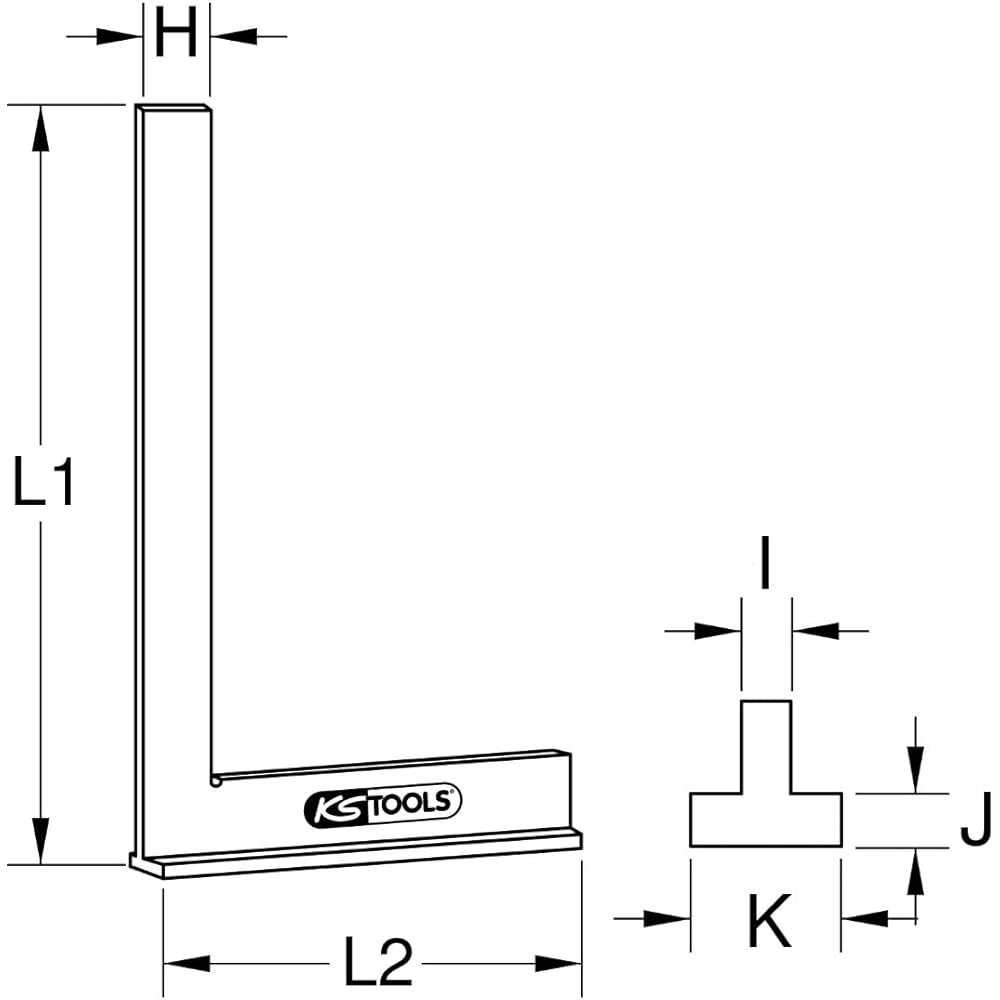 KS TOOLS Square with stock DIN 875/0 200mm 300.0315